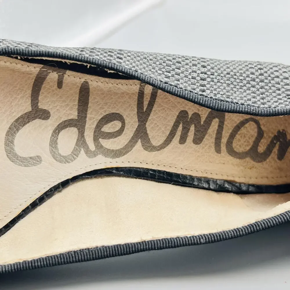 Sam Edelman Shoes Womens 6 Black Woven Ballet Flats Bow Cap Toe Casual Comfort